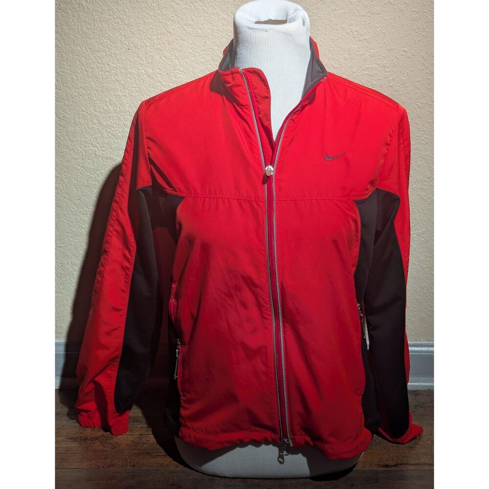 Nike Dri-FIT Red & Black Athletic Jacket - Size S - Stay Dry & Styled!